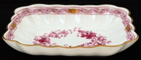 Herendi indiai kosár mintás kézzel festett porcelán kínáló tál, hibátlan, jelzett, 18x14 cm, m: 3,5 ...