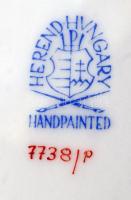 Herendi indiai kosár mintás kézzel festett porcelán kínáló tál, hibátlan, jelzett, 18x14 cm, m: 3,5 ...