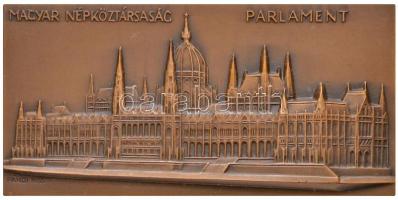 Pándi Kiss János (1905-1981) DN "Magyar Népköztársaság - Parlament" Br plakett (50x100mm) T:1-