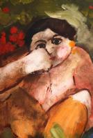 Bada Márta (1951-): Piknik. Olaj, farost, jelzett, keretben, (Ürmössy-Haám gyűjteményből), 44×55 cm