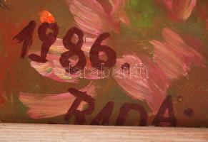 Bada Márta (1951-): Piknik. Olaj, farost, jelzett, keretben, (Ürmössy-Haám gyűjteményből), 44×55 cm