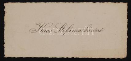 1908 Haas Stefánia bárónő aláírása és üdvözlő sorai névjegykártyáján