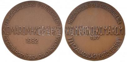 1977-1982. "Komárom felszabadulási futóverseny" (2x) Br emlékérmek (70mm) T:1-,2 ph.