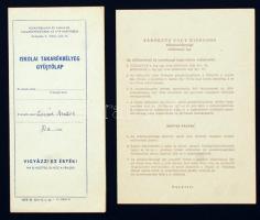 cca 1960-1970 Iskolai takarékbélyeg gyűjtőlap belsejében 2 db bélyeggel tájékoztatóval