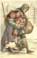 6 db régi cserkész motívumlap, Márton L. szignóval / 6 old scout cards, signed by Márton L