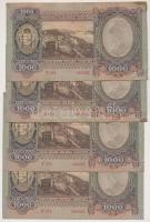 1943. 1000P (4x) sorszámkövetők T:II (hajtatlanok) folt, egyiken tűlyuk