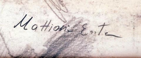 Mattioni jelzéssel: Férfi portré, pasztell, papír, hátulján jelzés nélküli férfi akttal, üvegezett f...