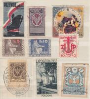 9 db lengyel levélzáró, segélybélyeg, okmánybélyeg