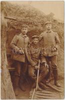 Soldiers in trench, photo (small tear)