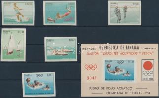 1964 Tokiói olimpia vágott sor Mi 740-745 + blokk Mi 22