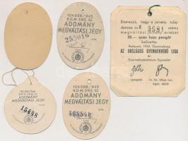 1942-1943. "Vöröskeresztes Gyűjtőnapok" 1P (2x) + 2P (2x) adomány megváltási jegyek + 1943...