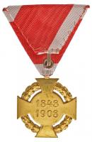 1908. "Udvari Jubileumi Kereszt" mellszalaggal T:2
1908. "Jubilee Court Cross" w...