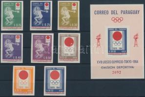 1964 Tokiói olimpia vágott sor Mi 1273-1280 + blokk Mi 51