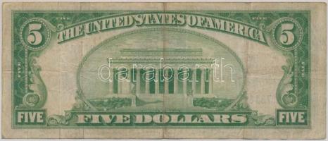Amerikai Egyesült Államok 1934. 5$ "Abraham Lincoln" kék pecséttel T:III
USA 1934. 5 Dolla...