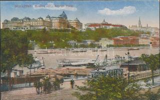 Budapest I. Királyi vár, gőzhajók, rakpart