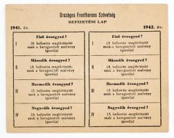 1939-1942 Az Országos Frontharcos Szövetség befizetési lapja