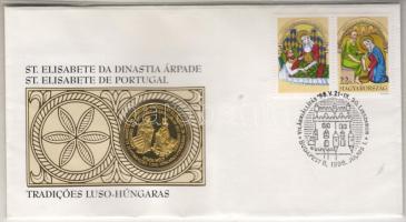 1998. "Liszabon-Világkiállítás" portugál-magyar kiadás aranyozott tombak emlékérme bélyeges borítékon T:PP Csak 500db! RR!!