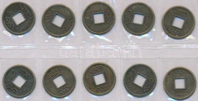 Kína 1644-1911. "Kínai régi pénzek" 10db pénzmásolat szettben T:2
China 1644-1911. "C...