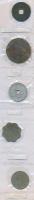 Vietnám 1793-1960. 5db-os fémpénz tétel laminálva T:2,2-,3
Vietnam 1793-1960. 5pcs of diff. coins, l...