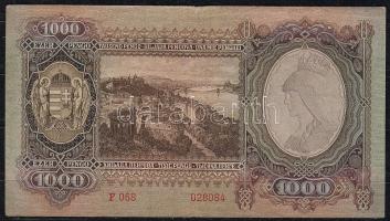 1943. 1000P "Szálasi" előlapi nyomat erősen felfelé csúszva! T:II