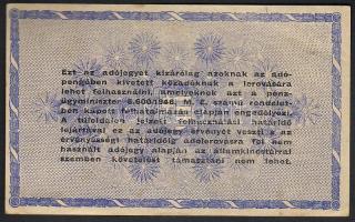1946. 10.000.000Adópengő vízjeles papíron, "amelyeknek" a rendeletszövegben, fordított cím...