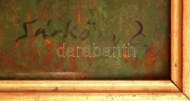 Sárközy Zoltán (1910-?): Csorda. Olaj, farost, jelzett, keretben, 60×80 cm