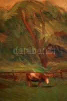 Sárközy Zoltán (1910-?): Csorda. Olaj, farost, jelzett, keretben, 60×80 cm