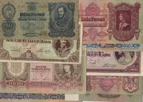 10 klf "pengő" bankjegy jobbakkal, mint 1930. 20P, 1943. 1000P, 1945. 50P T:II,II/III