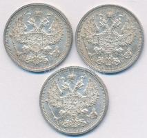 Orosz Birodalom 1915-1916. 20k Ag (3x) T:2
Russian Empire 1915-1916. 20 Kopeks Ag (3x) C:XF
