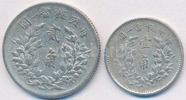 Kína 1914. 10c Ag + 20c Ag "Yüan Shihkai" T:2- 
China 1914. 10 Cents Ag + 20 Cents Ag &quo...