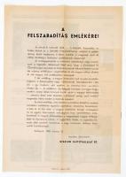 1942 Bp., "A felszabadítás emlékére!" A Stádium Sajtóvállalat Rt. által kiadott emléklapot...