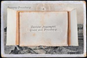 Pozsony, hiányos leporellolap vasútállomással / missing leporellocard with railway station