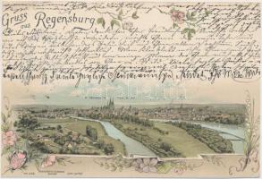 1898 Regensburg, litho, floral (small tear)