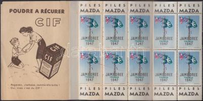 1933 Jamboree levélzáró kisív + 1947 Jamboree 10-es levélzáró füzet