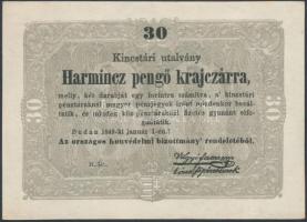 1849. 30Kr "Kossuth bankó" papírránccal T:II Hungary 1849. 30 Krajczár with typographical creases C:XF Adamo G103