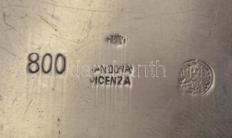 Olasz ezüst (Ag.) mogyorós tálka, jelzett, mesterjeggyel, 14×14×3 cm, nettó 171 g