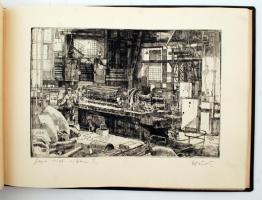 Grafikák a kohó- és gépipar életéből. Képcsarnok Vállalat által készített mappa 25 db rézkarccal: Ro...