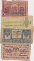 Orosz Birodalom 1898. 1R + Szocialista Szövetségi Szovjet Köztársaság 1918. 25R (2x) + Ideiglenes Szibériai Igazgatás (Kolcsak admirális) 10R + 1920. 50R T:III,III- Russian Empire 1898. 1 Ruble + Russian Socialist Federated Soviet Republic 1918. 25 Rubles (2x) + Provisional Siberian Administration (Admiral Kolchak) 10 Rubles + 1920. 50 Rubles C:F,VG