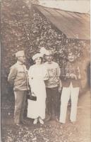 1914 WWI Hungarian soldiers with wife photo (EK)