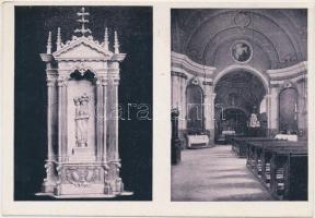 Máriabesnyő, Templom belső, kegyszobor; Kalántai photo, Storcz B. Mátyás dohánynagyárus kiadása