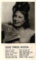 11 db megíratlan dalos magyar színészlap a negyvenes évekből - Karády Katalin, Szeleczky Zita, Muráti Lili, Honthy Hanna; vegyes minőség / 11 unused Hungarian actor / actress postcards, mixed quality