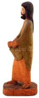 Egészalakos Jézus szobor fenyőfából akvarell alapú festékkel színezve, a talpazaton repedésekkel, m:...