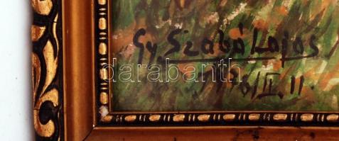 Szabó Lajos (1927-1995): Erdő részlet. Akvarell, papír, jelzett, üvegezett keretben, 27×30 cm