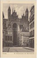 Gdansk, Danzig; Kramergasse, Marienkirche / street, church, restaurant