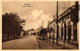 1926 Mohács, Horthy Miklós út, Varga Ferenc gépgyár kereskedése, benzin töltőállomás; kiadja Fridrich Oszkár Mohácsi vész évforduló So. Stpl
