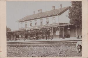 Turócszentmárton, Vasútállomás / railway station, photo glued to unused postcard