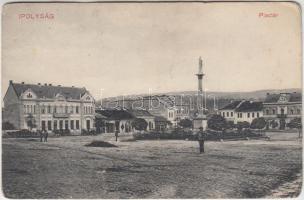 Ipolyság, Piactér, szálloda, szobor / Market place, hotel, statue (EK)