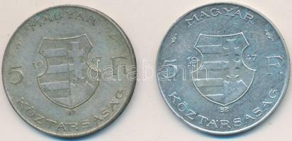 1947. 5Ft Ag "Kossuth" (2x) T:2-,3 Adamo F8.1