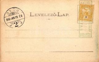 Győr, Schlichter-villa és régi tűztorony; floral, kiadja Berecz Viktor