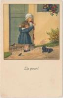 La peur! / Children with dog, Selco No. 1028. s: Pauli Ebner (fl)